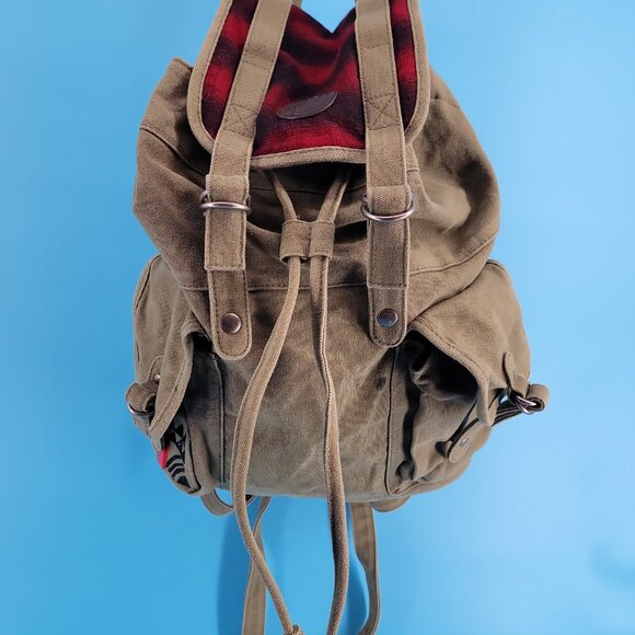 🏄‍♀️ Vintage Roxy Canvas + Flannel Backpack - Picture 3 of 13